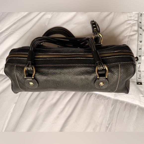 Kate Spade Barrel Bag Multiple Gathered Straps Black Pebbled Leather Early Y2K - Picture 5 of 10